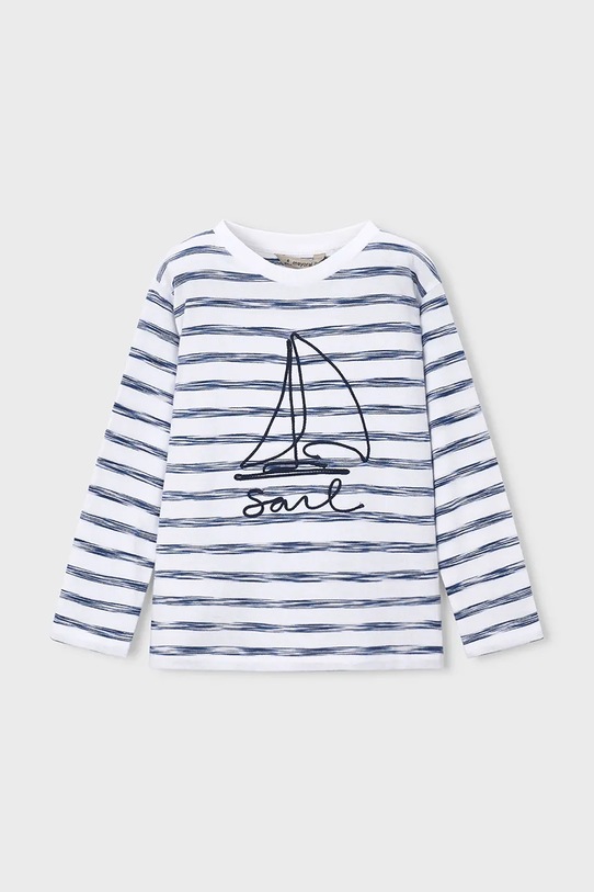 Mayoral longsleeve bawełniany dziecięcy nadruk biały 3083.5A.Mini.PPY2