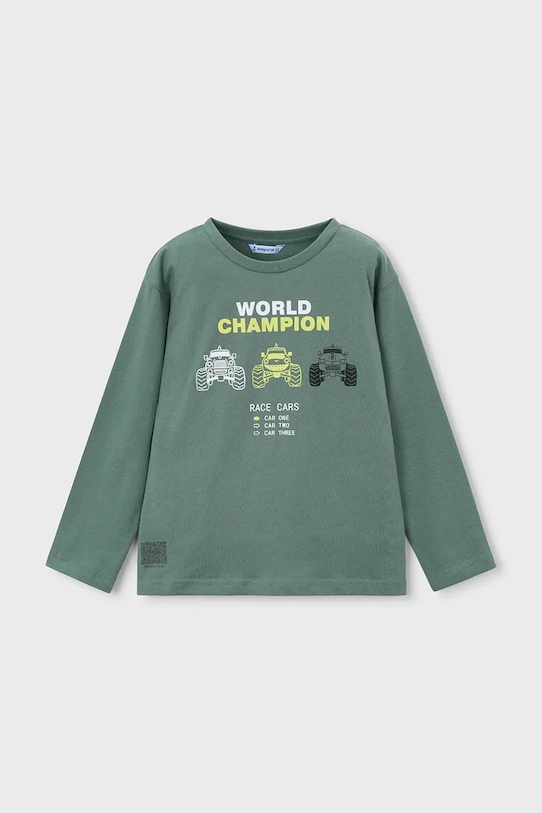 Mayoral longsleeve bawełniany dziecięcy nadruk zielony 3084.5E.Mini.PPY2