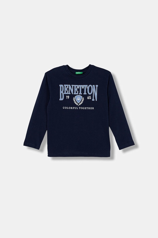 United Colors of Benetton longsleeve bawełniany dziecięcy nadruk granatowy 3I1XC10S2.G.Stagionale