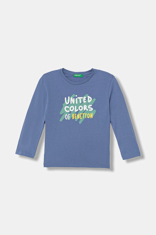 United Colors of Benetton longsleeve bawełniany dziecięcy nadruk niebieski 3I1XG10LM.P.Stagionale