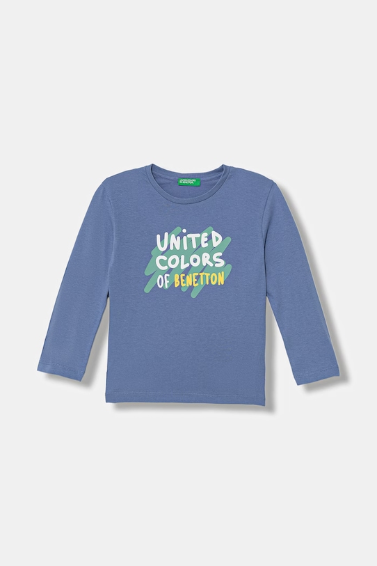 United Colors of Benetton longsleeve bawełniany dziecięcy nadruk niebieski 3I1XG10LM.P.Stagionale