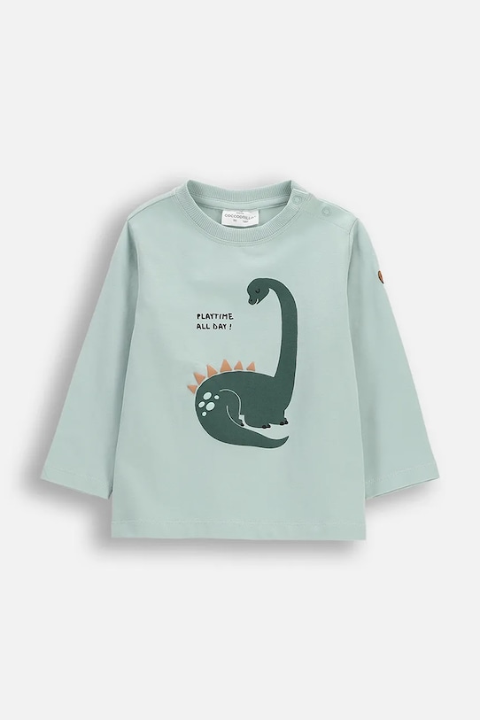 Бебешка блуза с дълги ръкави Coccodrillo еластичен тюркоазен WC6143103HBN