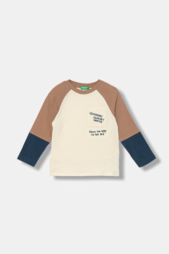 United Colors of Benetton majica z dolgimi rokavi otroška bombažna bež 3I1XG10M0.P.Stagionale