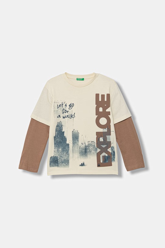 United Colors of Benetton longsleeve dziecięcy bawełniany beżowy 3MI5C10SA.G.Stagionale