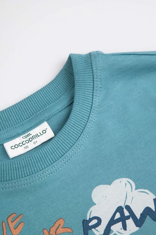 Dječaci Coccodrillo majica dugih rukava za djecu od pamuka WC6143101LBD tirkizna