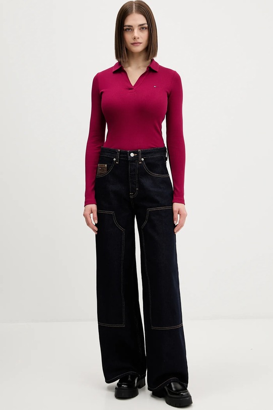 Tommy Jeans longsleeve DW0DW21933 bordowy SS26