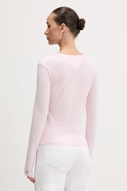Odzież Tommy Jeans longsleeve bawełniany DW0DW21844 różowy