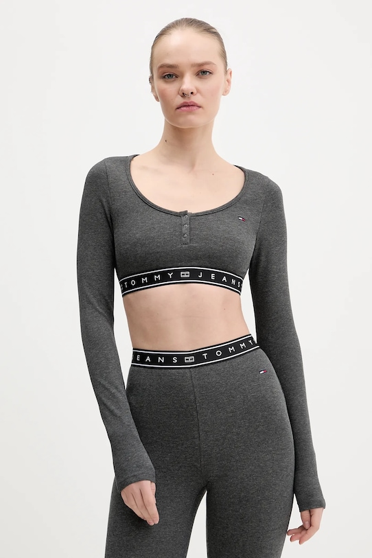 Лонгслив Tommy Jeans гладкий серый DW0DW22538