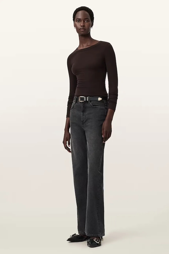 AllSaints longsleeve W270JB brązowy