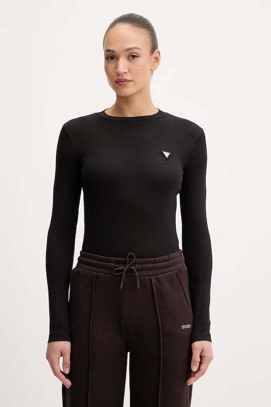Guess longsleeve SONIA z elastanem czarny V6RI00.KD741