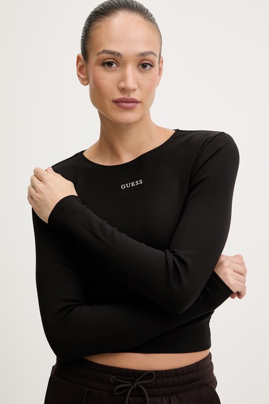 Majica dugih rukava Guess NAT crna V6RP08.KD932