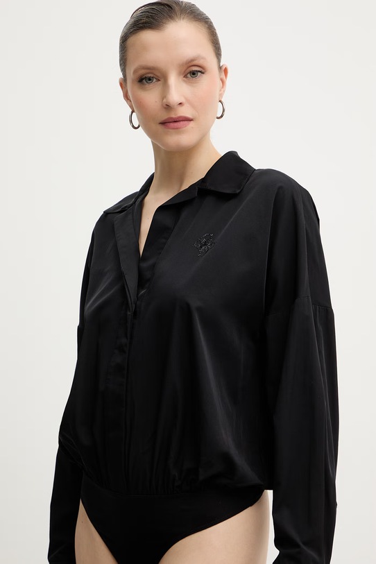Guess body z domieszką jedwabiu CARMELA czarny W6RH61.WJ782