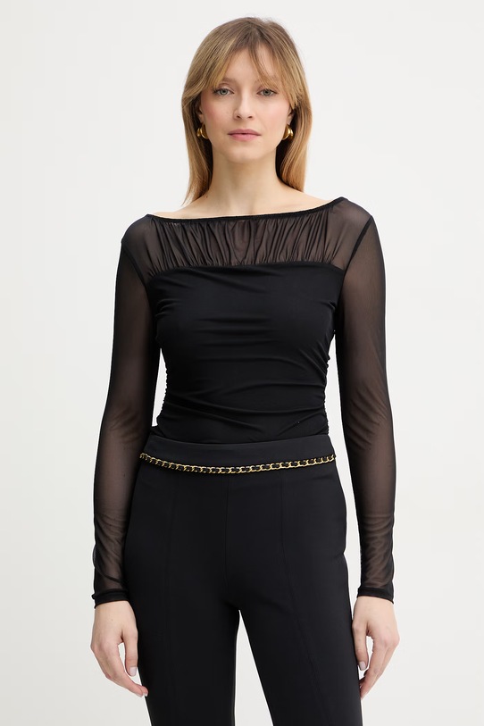 Guess bluzka KADELYN z elastanem czarny W6RP04.KBAH2