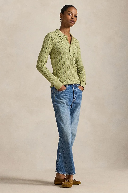 Odzież Polo Ralph Lauren sweter bawełniany 211959100 zielony