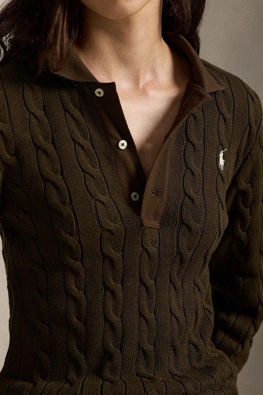 Polo Ralph Lauren sweter bawełniany brązowy 211959100