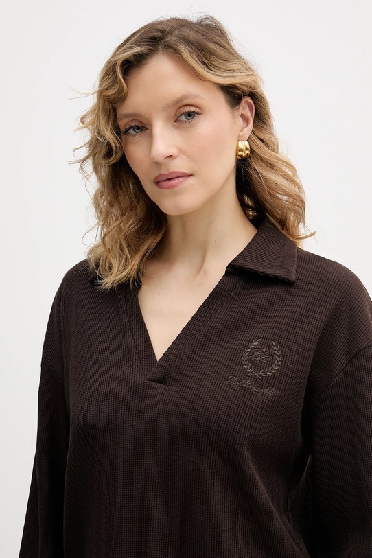 Bavlnené tričko s dlhým rukávom Karl Lagerfeld HOTEL KARL hnedá B1W44005