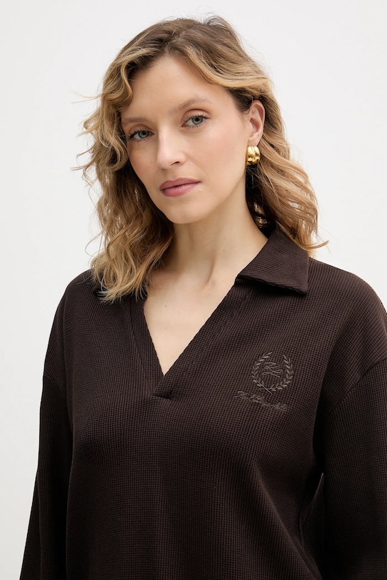 Karl Lagerfeld longsleeve din bumbac HOTEL KARL maro B1W44005