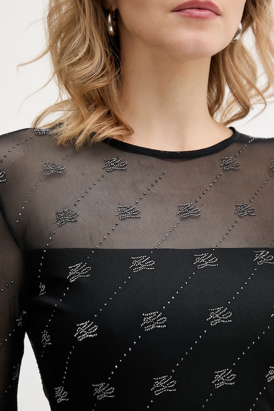 Majica dugih rukava Karl Lagerfeld B1W17024 crna