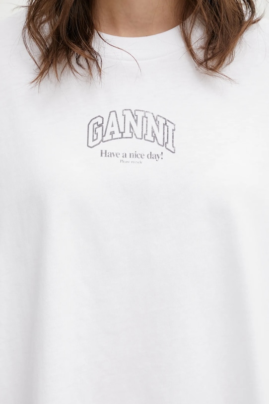 GANNI longsleeve bawełniany A1050068 biały A1050068