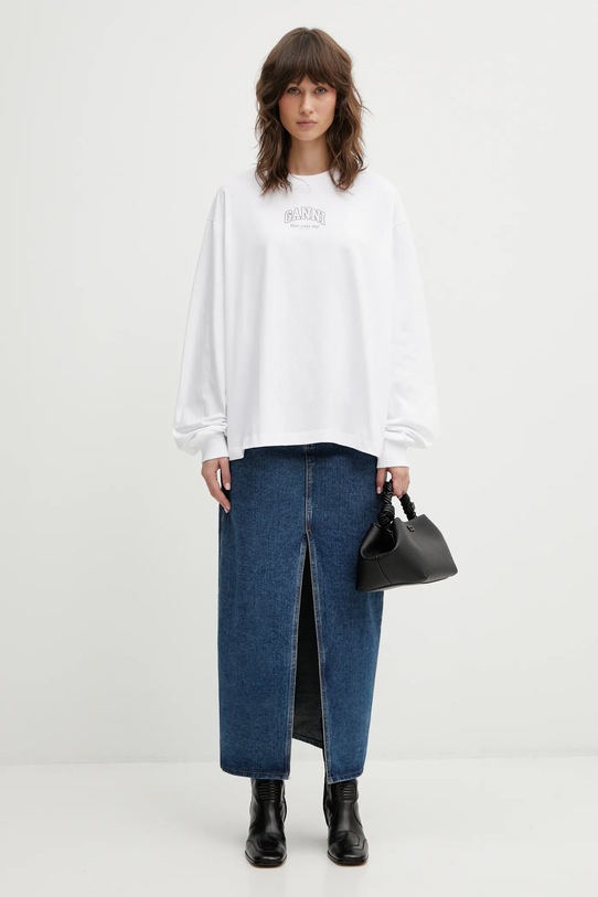 GANNI longsleeve bawełniany A1050068 A1050068 biały