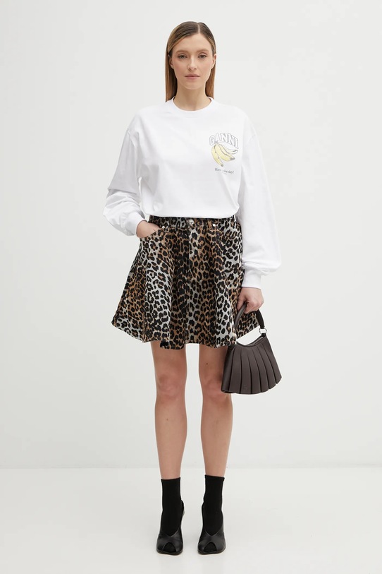 GANNI longsleeve bawełniany A1050059 biały