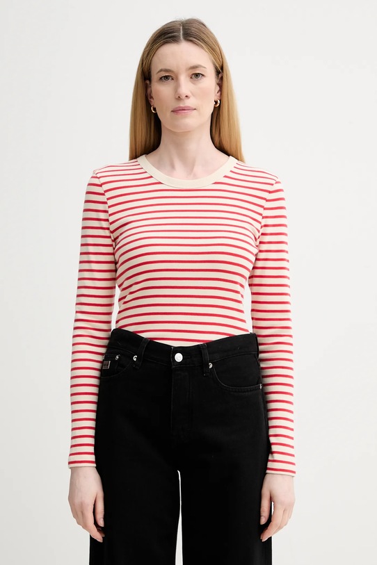 Marc O'Polo longsleeve bawełniany wzorzyste czerwony 600207452011