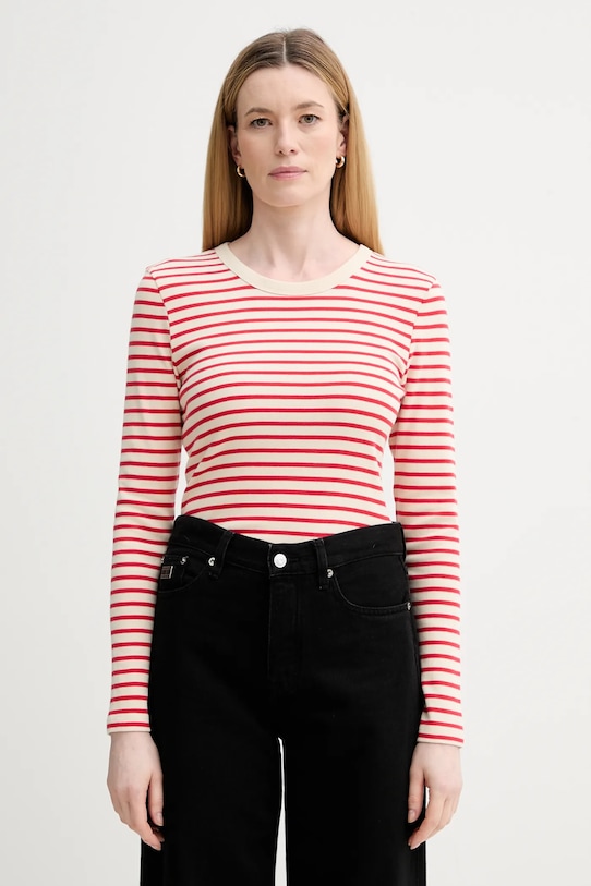 Marc O'Polo longsleeve bawełniany wzorzyste czerwony 600207452011