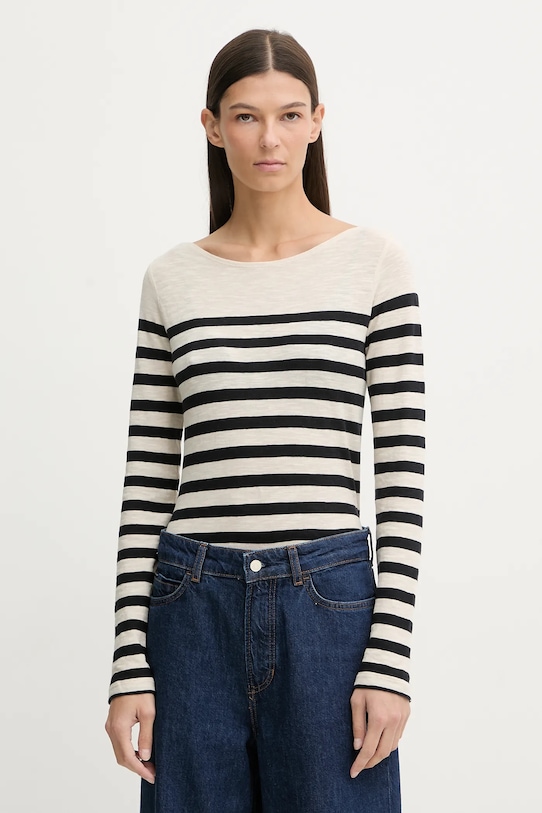 Marc O'Polo longsleeve bawełniany wzorzyste beżowy 600219652597