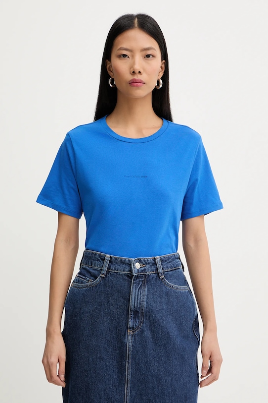 Bombažna kratka majica Marc O'Polo Potisk modra 5000009290