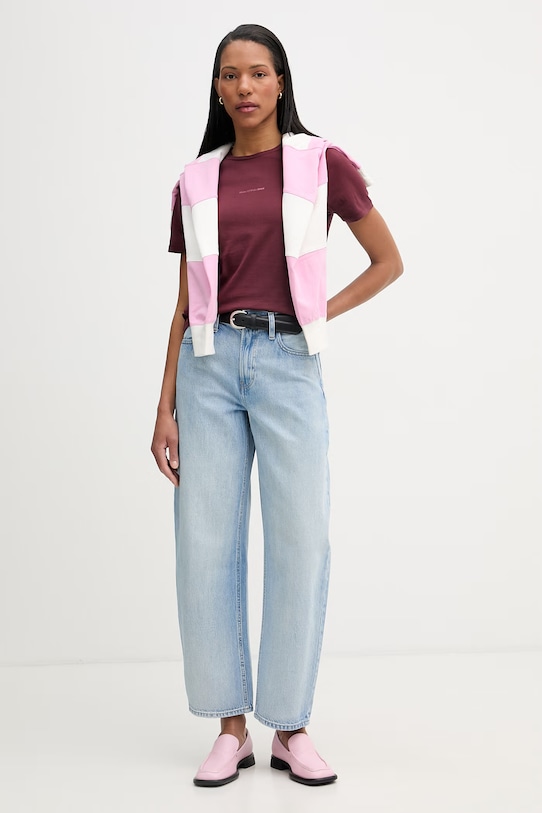 Marc O'Polo basic tričko dámské bavlněné 5000009290 burgundské SS26