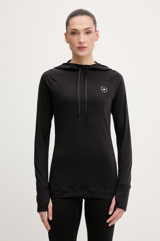 Sportska dukserica adidas by Stella McCartney s kapuljačom crna KE5439