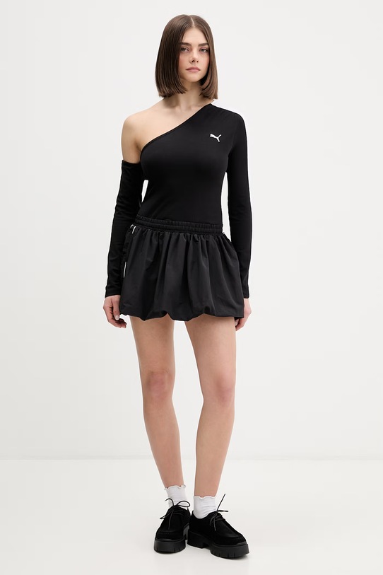 Puma longsleeve damski z bawełny Asymmetric Longsleeve 634623 czarny SS26