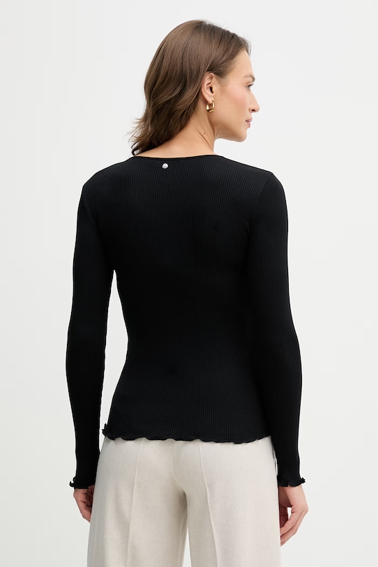 Odzież Mos Mosh longsleeve z jedwabiem Elaine 176370 czarny