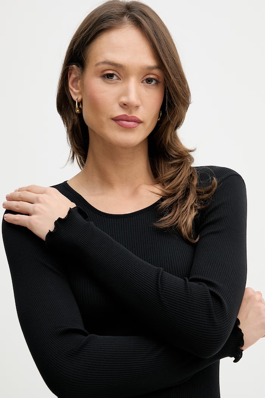 Mos Mosh longsleeve z jedwabiem Elaine czarny 176370