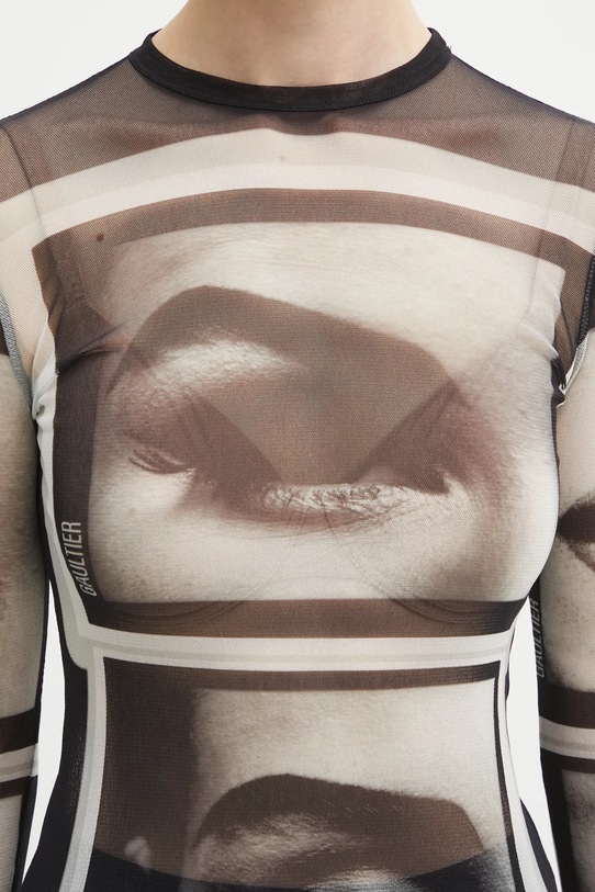 Jean Paul GAULTIER bluză Eyes and Lips negru 26.01.W.TO450.M021P