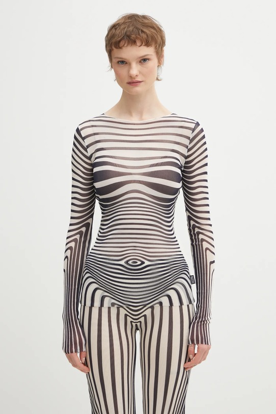 Jean Paul GAULTIER bluzka Morphing Stripes okrągły granatowy 26.01.W.TO446.M019P