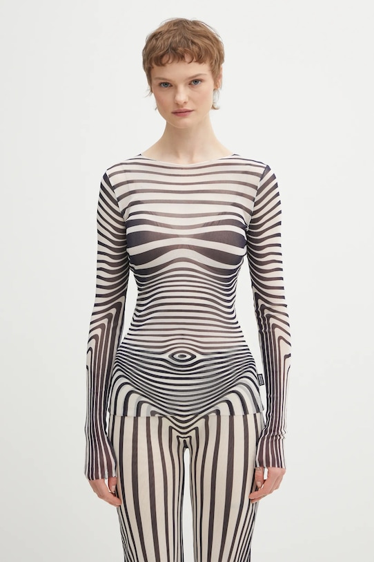 Jean Paul GAULTIER bluzka Morphing Stripes okrągły granatowy 26.01.W.TO446.M019P