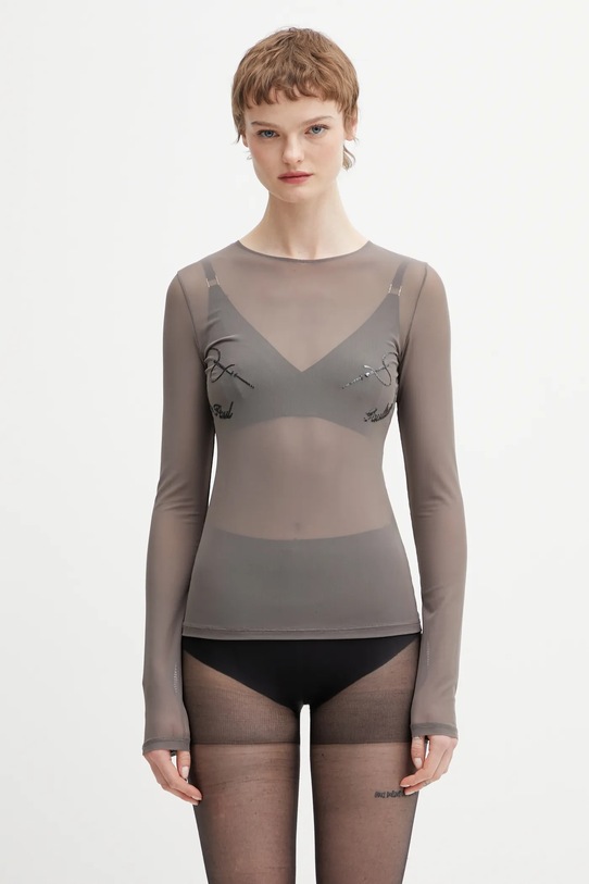 Jean Paul GAULTIER longsleeve Needles okrągły szary 26.01.W.TO433.M016