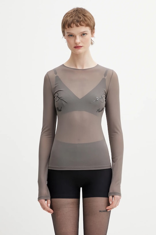 Лонгслів Jean Paul GAULTIER Needles круглий виріз сірий 26.01.W.TO433.M016