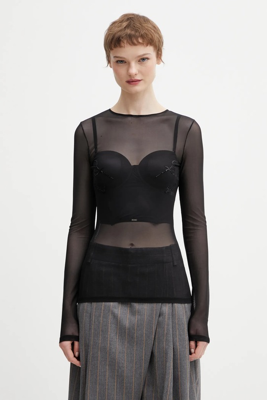 Jean Paul GAULTIER longsleeve Needles okrągły czarny 26.01.W.TO433.M016