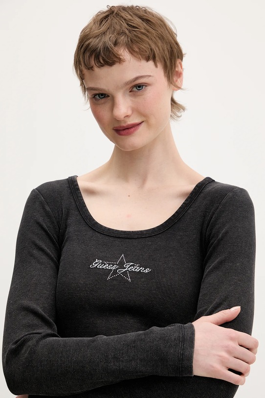 Guess Jeans longsleeve czarny W6RP24.KA0H1