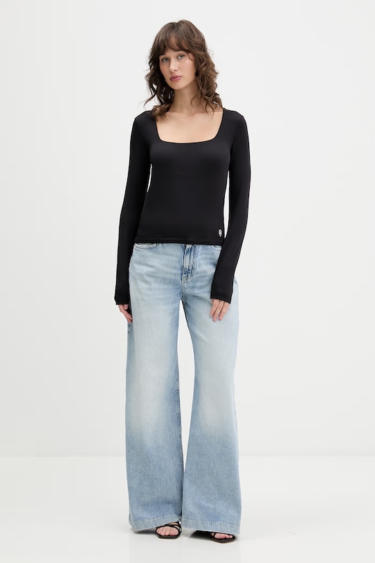 Majica z dolgimi rokavi Guess Jeans W6RP33.K1092 črna SS26