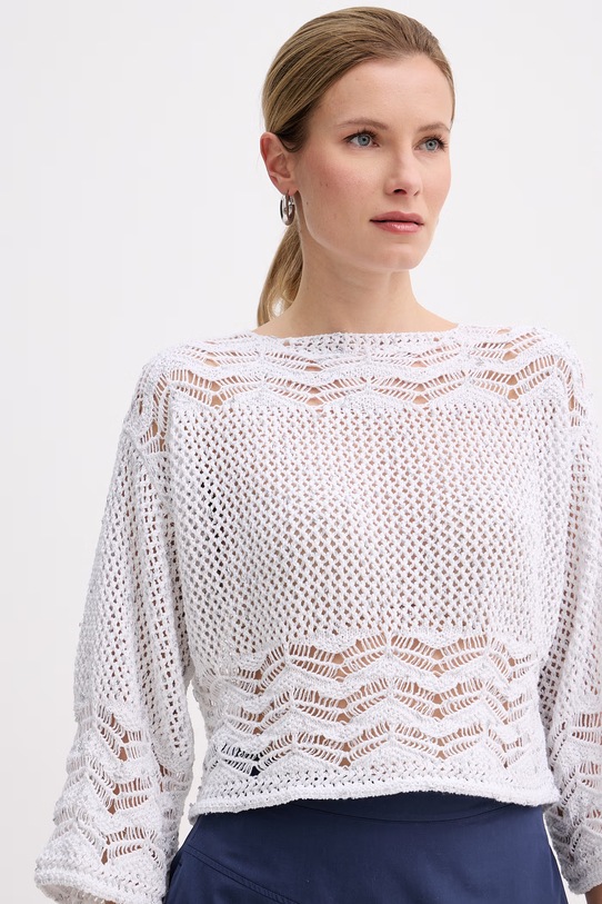 Marella sweter damski z bawełną Emme by Marella biały 2615361032200