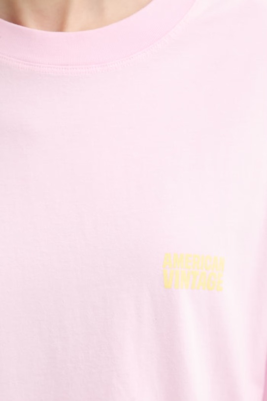 American Vintage longsleeve bawełniany GIX02C różowy