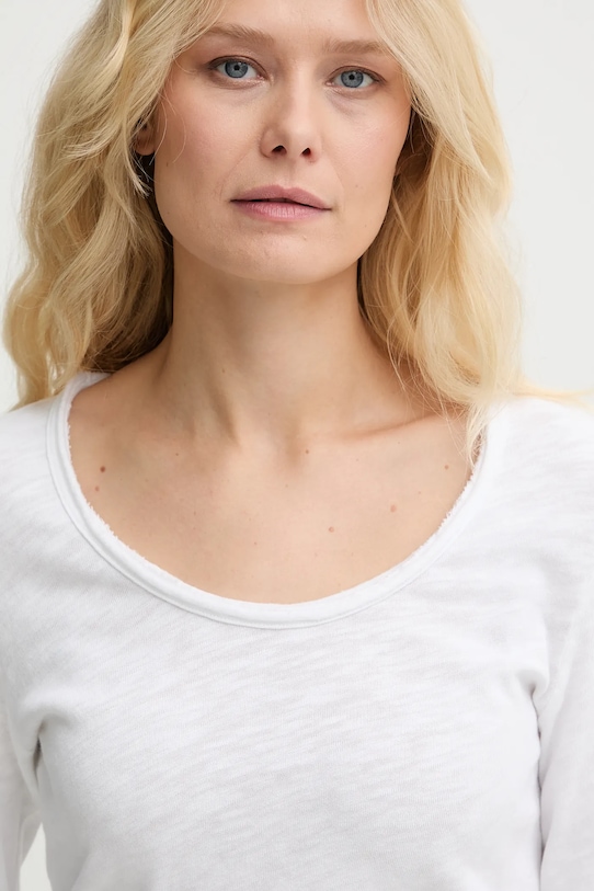 American Vintage longsleeve bawełniany biały SON02HG