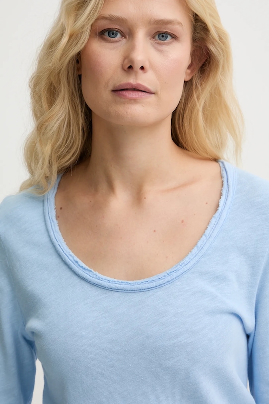 American Vintage longsleeve bawełniany niebieski SON02HG