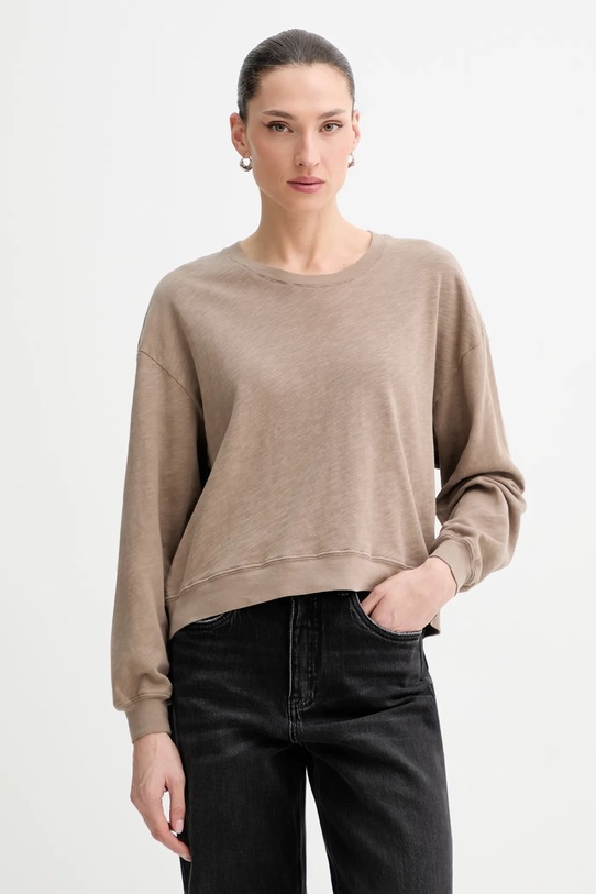 American Vintage longsleeve bawełniany bawełna beżowy SON02IG