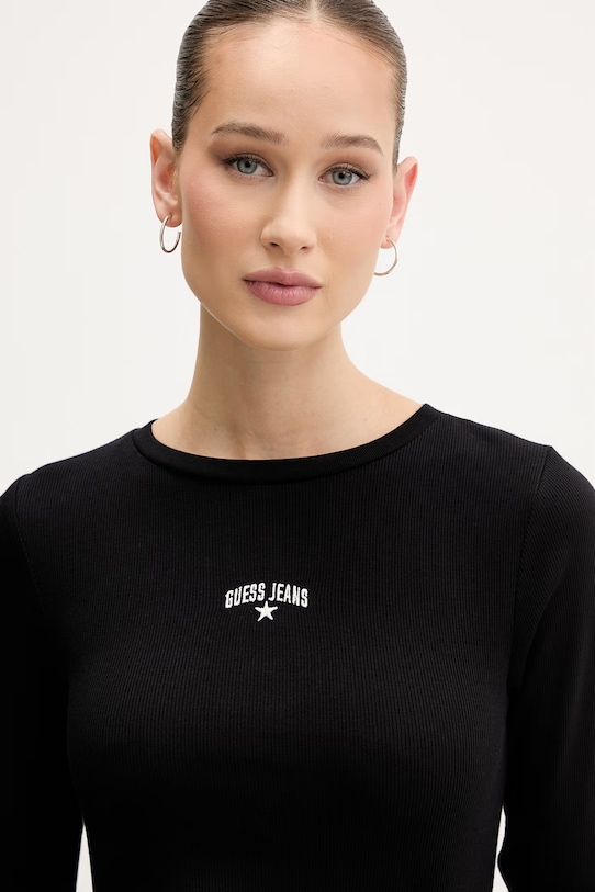 Guess Jeans лонгслів жіночий бавовняний чорний W6GPZ4.KA0H1
