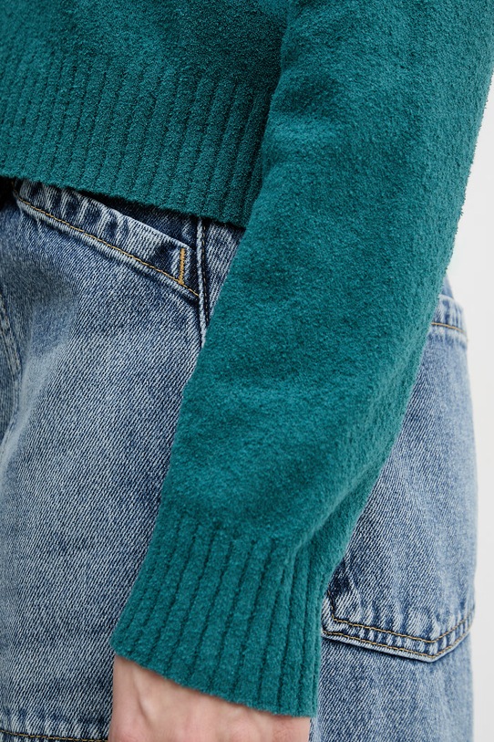 Sisley longsleeve damski z bawełną 19DUL300G turkusowy