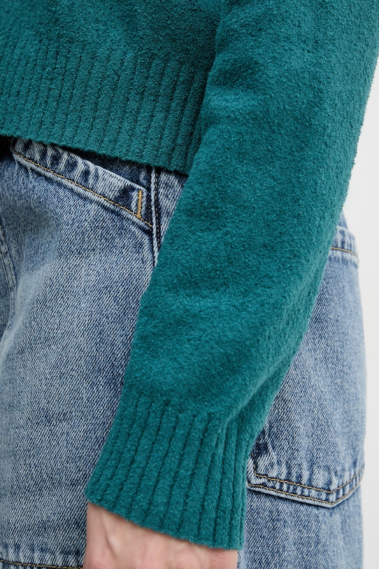 Sisley longsleeve damski z bawełną 19DUL300G turkusowy